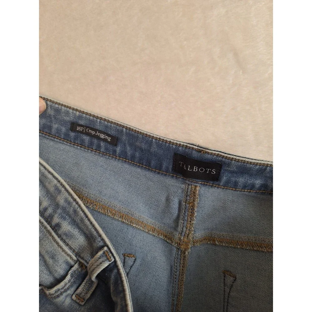 Talbots Jegging Crop Jeans Womens 16P Blue Denim Stretch Pockets Classic Acid